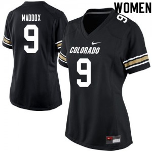 Women's Colorado Buffaloes Aaron Maddox #9 Alumni Black Jersey 990787-720