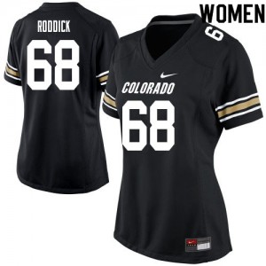 Womens Colorado Buffaloes Casey Roddick #68 Black Stitched Jersey 186240-397