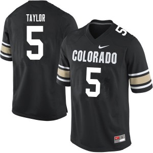 Men's Colorado Buffaloes Davion Taylor #5 Official Home Black Jerseys 146651-351