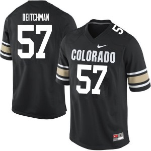 Mens Colorado Buffaloes John Deitchman #57 Football Home Black Jerseys 333368-313