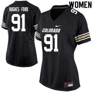 Womens Colorado Buffaloes Seren Hughes-Ford #91 High School Black Jersey 950234-651