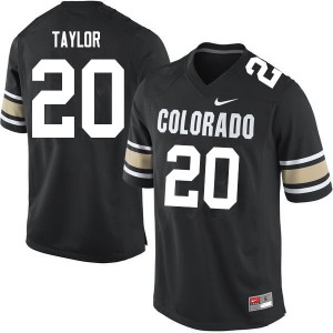 Mens Colorado Buffaloes Davion Taylor #20 Home Black Stitched Jersey 578093-505