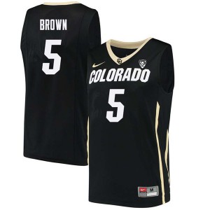 Men's Colorado Buffaloes Deleon Brown #5 Black Official Jersey 203131-640