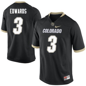 Mens Colorado Buffaloes Javier Edwards #3 Black College Jersey 456977-484