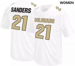 Womens Colorado Buffaloes Shilo Sanders #21 White Alumni Original Retro Brand Jersey 777181-349