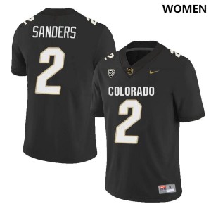 Women's Colorado Buffaloes Shedeur Sanders #2 Black Embroidery Jersey 124418-416