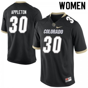 Women Colorado Buffaloes Curtis Appleton #30 Football Black Jerseys 873104-572