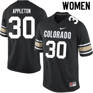 Women's Colorado Buffaloes Curtis Appleton #30 Home Black Embroidery Jersey 295514-550
