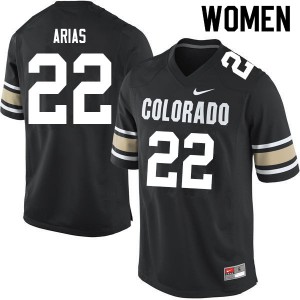 Women Colorado Buffaloes Daniel Arias #22 Football Home Black Jerseys 575686-181