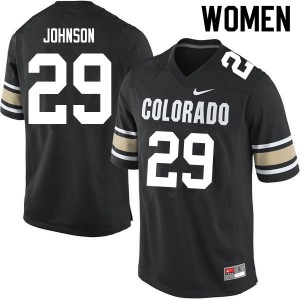 Women Colorado Buffaloes Dustin Johnson #29 Football Home Black Jersey 671260-585