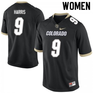 Women's Colorado Buffaloes Jalen Harris #9 University Black Jersey 817760-803