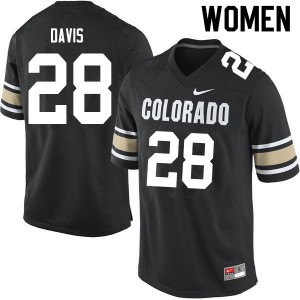 Women Colorado Buffaloes Joe Davis #28 Home Black Player Jerseys 272204-793