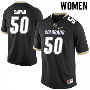 Women's Colorado Buffaloes Va'atofu Sauvao #50 Black Stitched Jerseys 839869-124