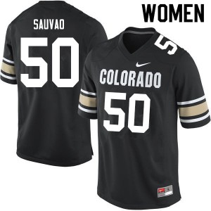 Womens Colorado Buffaloes Va'atofu Sauvao #50 Home Black Embroidery Jerseys 506646-209