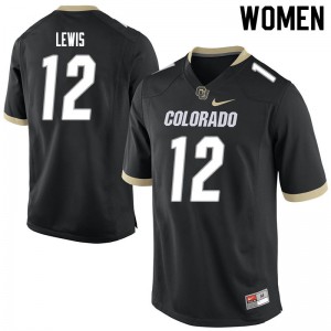 Women Colorado Buffaloes Brendon Lewis #12 Black College Jerseys 617627-452
