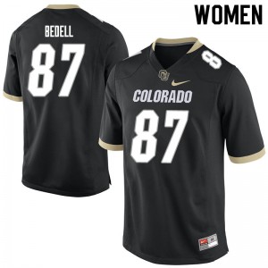 Womens Colorado Buffaloes Derek Bedell #87 Black Stitched Jersey 665498-977