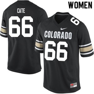 Women's Colorado Buffaloes Dominick Cate #66 Home Black Football Jersey 658675-639