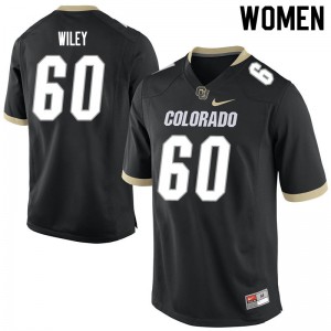 Women's Colorado Buffaloes Jake Wiley #60 Stitch Black Jersey 558387-751