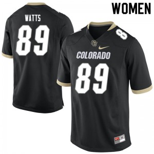 Womens Colorado Buffaloes Josh Watts #89 Black College Jersey 439894-513