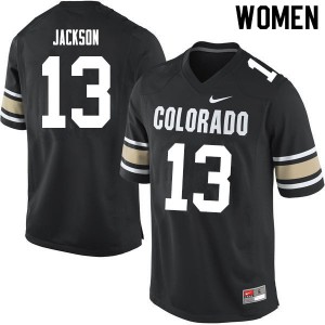 Women's Colorado Buffaloes Justin Jackson #13 Home Black University Jerseys 625458-369