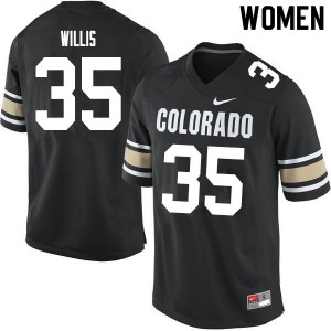 Womens Colorado Buffaloes Mac Willis #35 Official Home Black Jersey 460889-833