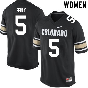 Women Colorado Buffaloes Mark Perry #5 Home Black University Jerseys 708125-765