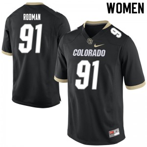 Women's Colorado Buffaloes Na'im Rodman #91 Black Stitched Jersey 916177-405