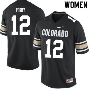 Womens Colorado Buffaloes Quinn Perry #12 Player Home Black Jersey 838343-692