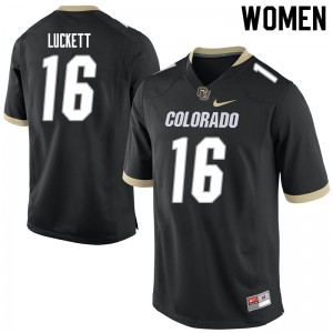Women Colorado Buffaloes Tarik Luckett #16 Black Alumni Jerseys 771035-840