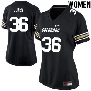 Women Colorado Buffaloes Akil Jones #36 Black Football Jerseys 952830-326