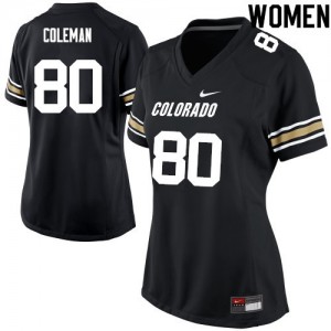 Women Colorado Buffaloes Derek Coleman #80 Stitch Black Jersey 632101-506