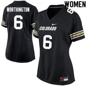 Womens Colorado Buffaloes Evan Worthington #6 Official Black Jerseys 874290-176
