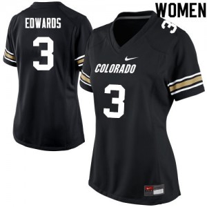 Womens Colorado Buffaloes Javier Edwards #3 Stitch Black Jersey 323541-703