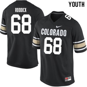 Youth Colorado Buffaloes Casey Roddick #68 Embroidery Home Black Jerseys 636065-700