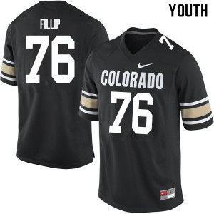 Youth Colorado Buffaloes Frank Fillip #76 University Home Black Jerseys 106010-618