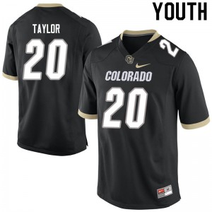 Youth Colorado Buffaloes Davion Taylor #20 Black High School Jerseys 905893-642