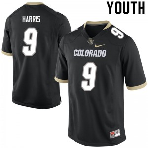 Youth Colorado Buffaloes Jalen Harris #9 Black High School Jerseys 814193-355