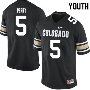 Youth Colorado Buffaloes Mark Perry #5 Football Home Black Jerseys 203954-905