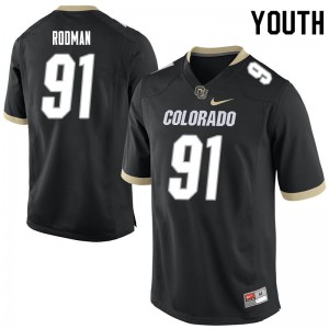 Youth Colorado Buffaloes Na'im Rodman #91 Black Stitch Jerseys 523565-250