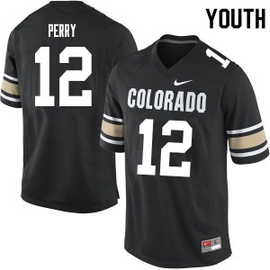 Youth Colorado Buffaloes Quinn Perry #12 Home Black Stitched Jersey 386566-760