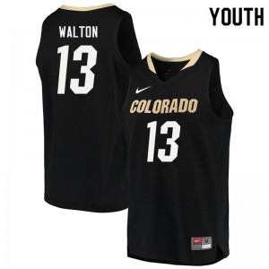 Youth Colorado Buffaloes Dallas Walton #13 Black Stitch Jerseys 646013-476