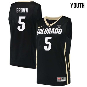 Youth Colorado Buffaloes Deleon Brown #5 Black Stitch Jersey 444575-411