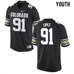 Youth Colorado Buffaloes Eddy Lopez #91 High School Home Black Jerseys 142397-390