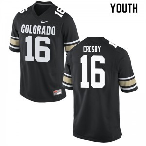 Youth Colorado Buffaloes Mason Crosby #16 University Home Black Jersey 654294-661