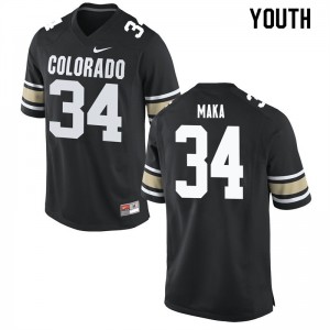 Youth Colorado Buffaloes Pookie Maka #34 Football Home Black Jerseys 374391-219