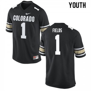 Youth Colorado Buffaloes Shay Fields #1 Stitched Home Black Jersey 611351-400
