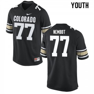 Youth Colorado Buffaloes Stephane Nembot #77 Football Home Black Jersey 859663-821