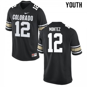 Youth Colorado Buffaloes Steven Montez #12 Stitched Home Black Jerseys 643083-154