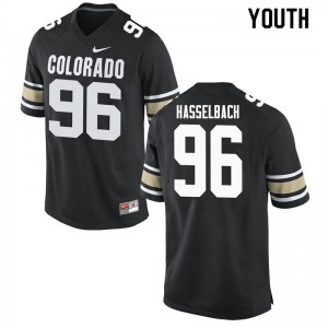 Youth Colorado Buffaloes Terran Hasselbach #96 Home Black College Jersey 291517-423
